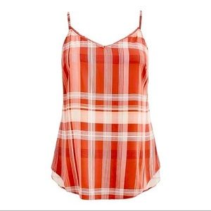 TORRID WOMEN’S AVA LACE TRIM CAMI - STRETCH CHALLIS PLAID RED SIZE 1 NWT